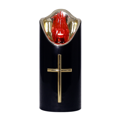 Świeca LED krzyż 12,5 x 5 cm czarno-złoty CORTINA