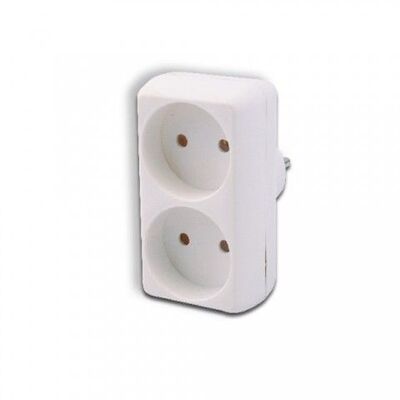 Rozgałęźnik 2 gniazda bez uziemienia okrągłe biały