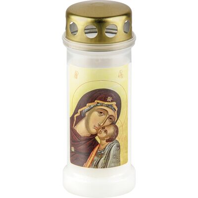 Znicz plastikowy Maryja z dzieciątkiem 6,7 x 17,3 cm 70 h