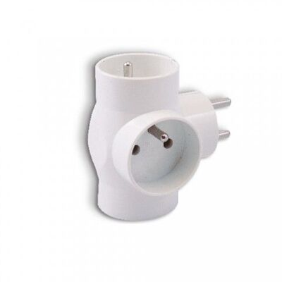 Rozgałęźnik 3 gniazda z uziemieniem okrągłe biały