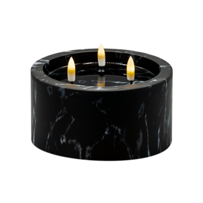 Świeca LED 3 płomienie efekt czarnego marmuru 8 x 15 cm ciepły biały CORTINA