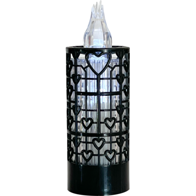 Świeca LED ażur serca 15 x 5 cm czarny CORTINA