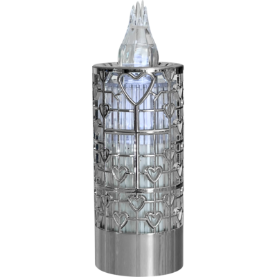 Świeca LED ażur serca 15 x 5 cm srebrny CORTINA