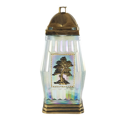 Znicz szklany drzewo KWK 19 34 x 14 cm 45 h złoty