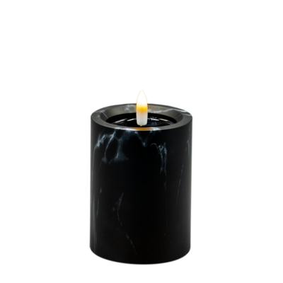 Świeca LED efekt czarnego marmuru 10 x 7,5 cm ciepły biały CORTINA