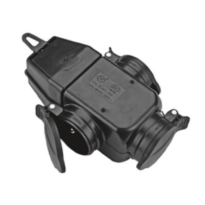 Gniazdo przenośne 3-krotne z klapkami, IP44, 16 A 230 V moc max 3680 W czarne