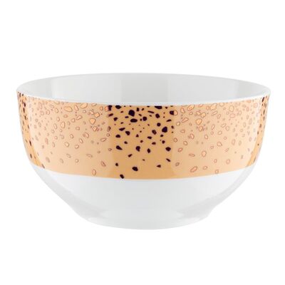 Salaterka Spots Orange złote centki 13 cm biało-pomarańczowy