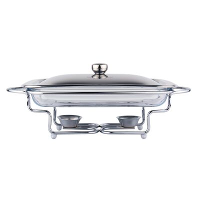 Naczynie Ferro z podgrzewaczem 35 x 21 cm 2 l prostokątne srebrny