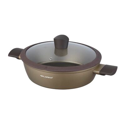 Patelnia głęboka aluminiowa Cava z pokrywką 24 cm 2,4 l złoty