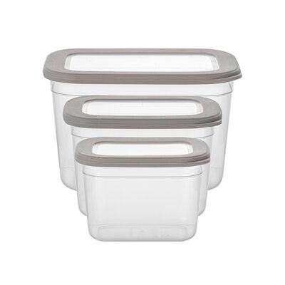 Pojemniki na żywność prostokątne Foodie 800 ml + 1300 ml + 2300 ml szary
