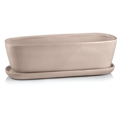 Podłużna donica z podstawkiem szara 9 cm