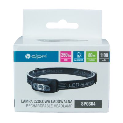 Latarka czołowa COB ładowanie usb 250 lm