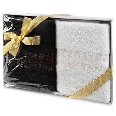 Komplet ręczników w pudełku Blink 2 sztuki 50 x 90 cm biały + czarny