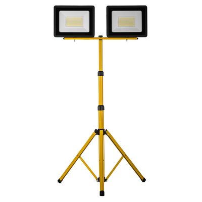 Naświetlacz LED 2 x 100 W slim z żółtym statywem