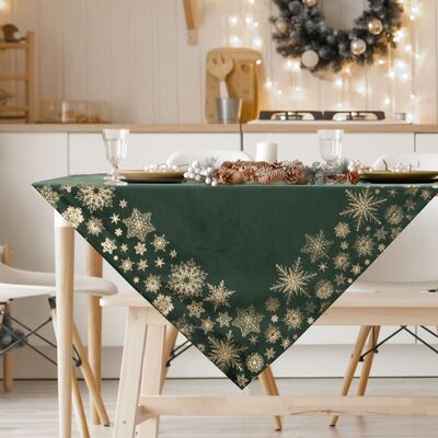 Obrus świąteczny Joy 85 x 85 cm szampańskie gwiazdy zielony