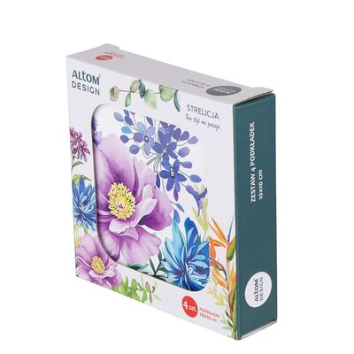 Zestaw podkładek Strelicja 10 x 10 cm 4 sztuki wielokolorowy ALTOMDESIGN