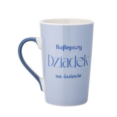 Kubek porcelanowy wysoki 430 ml Najlepszy dziadek krawat niebieski