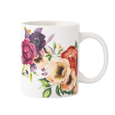 Kubek szklany Ukochana Babcia w kwiaty 350 ml biały