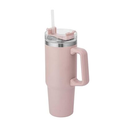 Kubek nierdzewny termiczny do samochodu z uchwytem 880 ml różowy