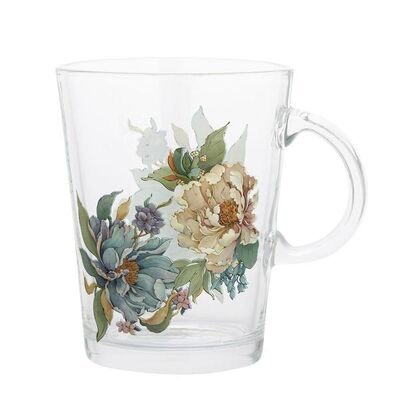 Kubek szklany Atena dekorowany kwiatami 420 ml