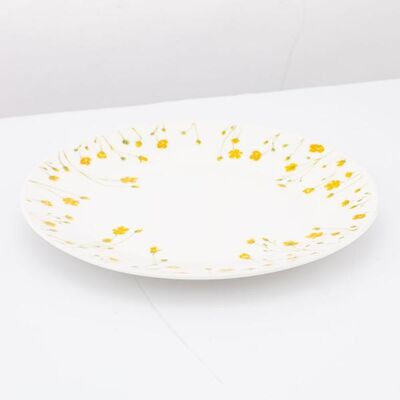 Talerz porcelanowy deserowy 19 cm w kaczeńce beżowo-żółty