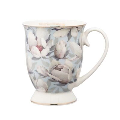 Kubek porcelanowy Magnolia na stopce 320 ml błękitny