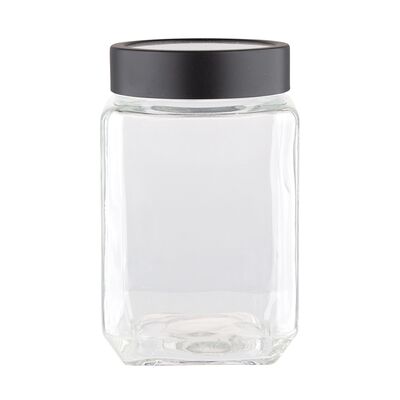 Pojemnik szklany kwadratowy z czarną pokrywką 700 ml