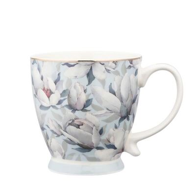 Filiżanka porcelanowa na stopce w magnolie Jumbo 420 ml błękitny
