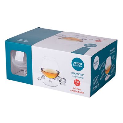 Komplet 6 kieliszków szklanych Diamond do koniaku 240 ml