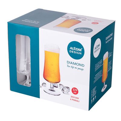 Pokale szklane do piwa Diamond 6 szt 370 ml