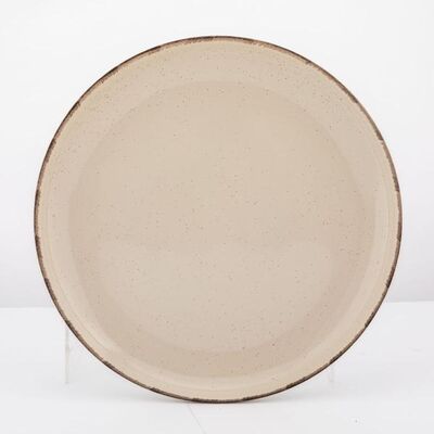 Talerz porcelanowy Reactive Ivory nakrapiany deserowy 20 cm beżowy