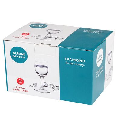 Komplet 6 kieliszków szklanych Diamond do wódki 35 ml