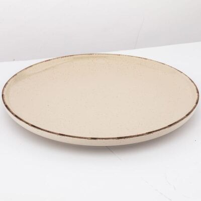 Talerz porcelanowy Reactive Ivory nakrapiany płytki 27 cm beżowy