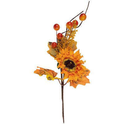 Gałązka ze słonecznikiem 28 cm pomarańczowy