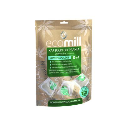 Kapsułki do prania uniwersalne 2w1 konopie polskie 30 sztuk MILL clean ecomill