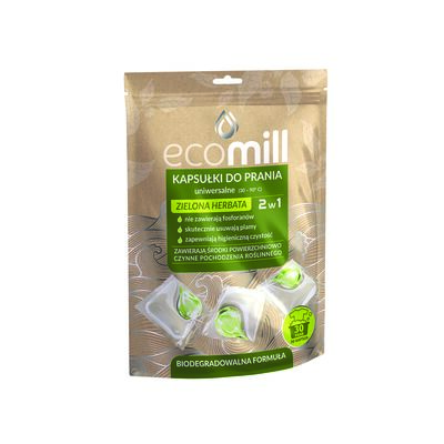 Kapsułki do prania uniwersalne 2w1 zielona herbata 30 sztuk MILL clean ecomill