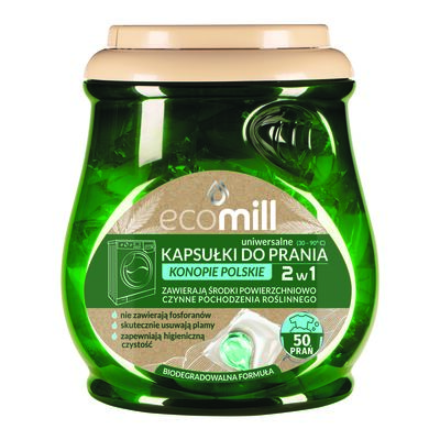 Kapsułki do prania uniwersalne 2w1 konopie polskie 50 sztuk MILL clean ecomill
