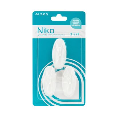 Wieszaki samoprzylepne Niko plastikowe 3 sztuki biały