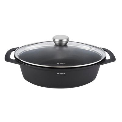 Brytfanna aluminiowa Chef owalna 39,5 x 28,5 x 12,3 cm 7,3 l czarny