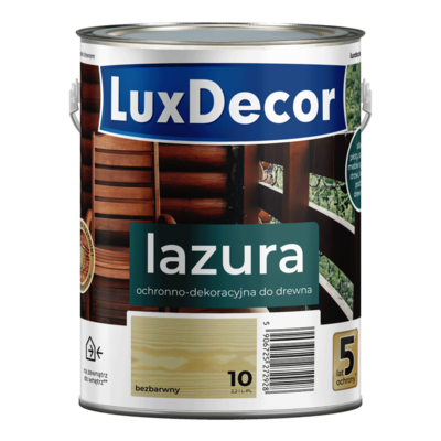 LuxDecor Lazura ochronno-dekoracyjna 5 lat ochrony bezbarwna (10) 2,2 l