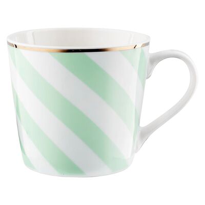 Kubek Geometric Paski 400 ml zielono-biały