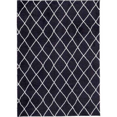Dywan Loren Print 60 x 100 cm kratka czarny