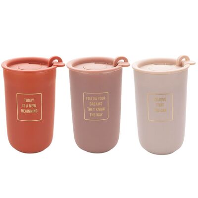 Kubem z podwójnymi ściankami i pokrywką Autumn 330 ml mix kolorów