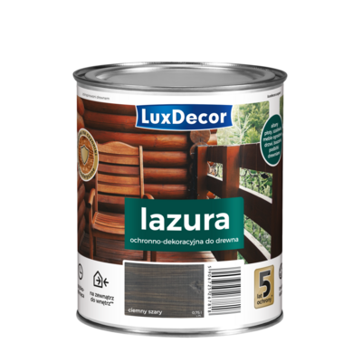 LuxDecor Lazura ochronno-dekoracyjna 5 lat ochrony ciemny szary 0,75 l