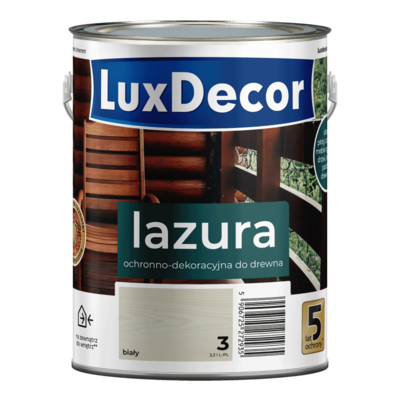 LuxDecor Lazura ochronno-dekoracyjna 5 lat ochrony biała 2,2 l