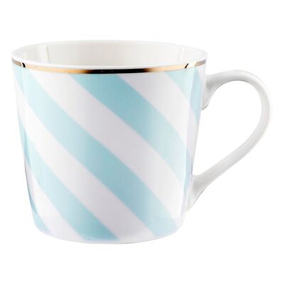 Kubek Geometric Paski 400 ml niebiesko-biały