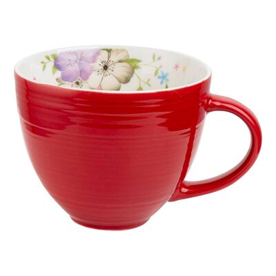 Kubek Ravier Red kwiatki 450 ml czerwony