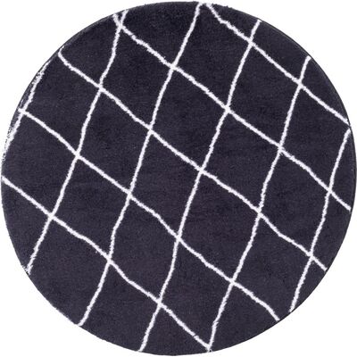 Dywan Loren Print 80 cm koło kratka czarny