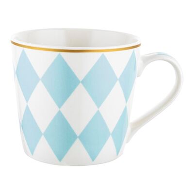 Kubek Geometric Romby 400 ml niebieskio-biały
