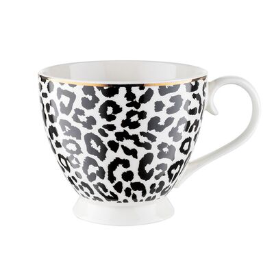 Kubek na nóżce Africa 400 ml panterka złota obwódka czarno-biały